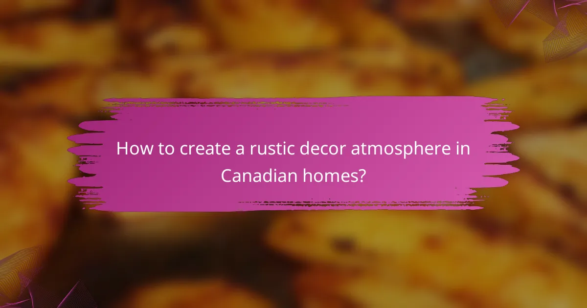 How to create a rustic decor atmosphere in Canadian homes?