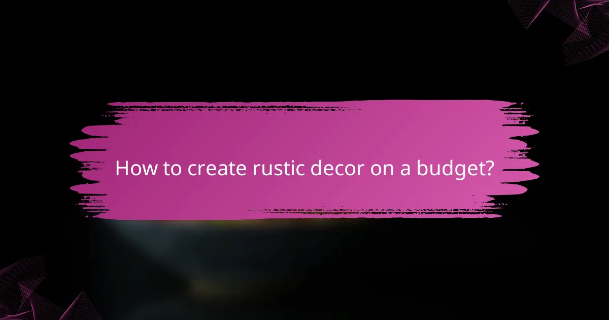 How to create rustic decor on a budget?